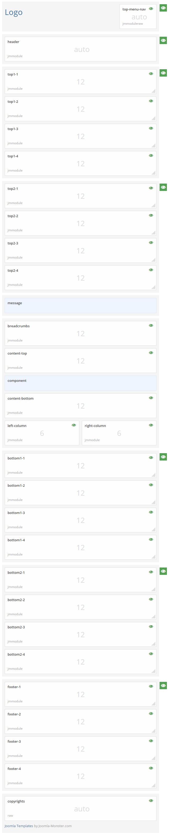 Module positions for small screen